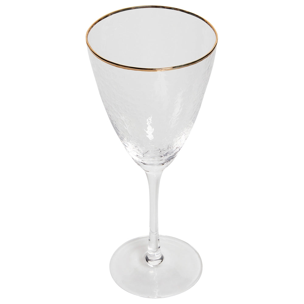 Set di 4 calici da vino in vetro soffiato a mano con bordo dorato 38 cl tavola elegante