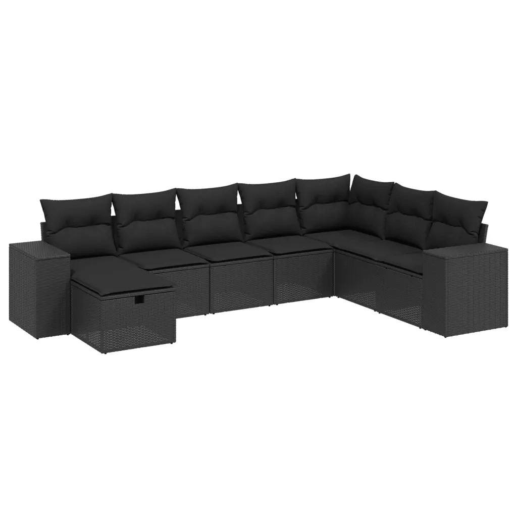Set Divani da Giardino con Cuscini 8 pz Nero in Polyrattan 3264511