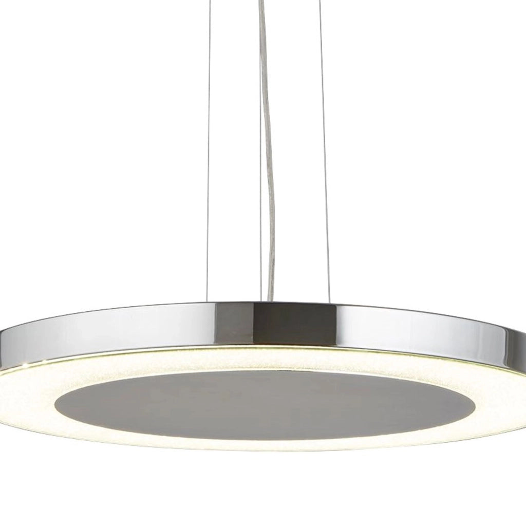 Lampadario Moderno Lexi Acciaio Cromo Vetro Trasparente Led 34W 4000K