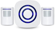 Sistema di Allarme - Rilevatore di Presenza - Entrata Wireless - Allarme Wireless - Sistema di Sicurezza per Negozio e Casa - 2 Trasmettitori e 1 Ricevitore (Bianco)