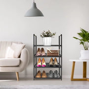 Scaffale per scarpe a 4 livelli - organizzatore di archiviazione per 6-8 paia - 46 cm L x 28 cm P x 75 cm H - ingresso soggiorno sala da pranzo