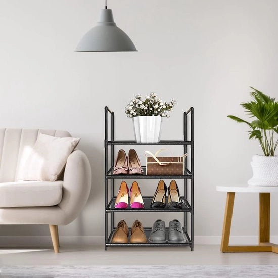 Scaffale per scarpe a 4 livelli - organizzatore di archiviazione per 6-8 paia - 46 cm L x 28 cm P x 75 cm H - ingresso soggiorno sala da pranzo