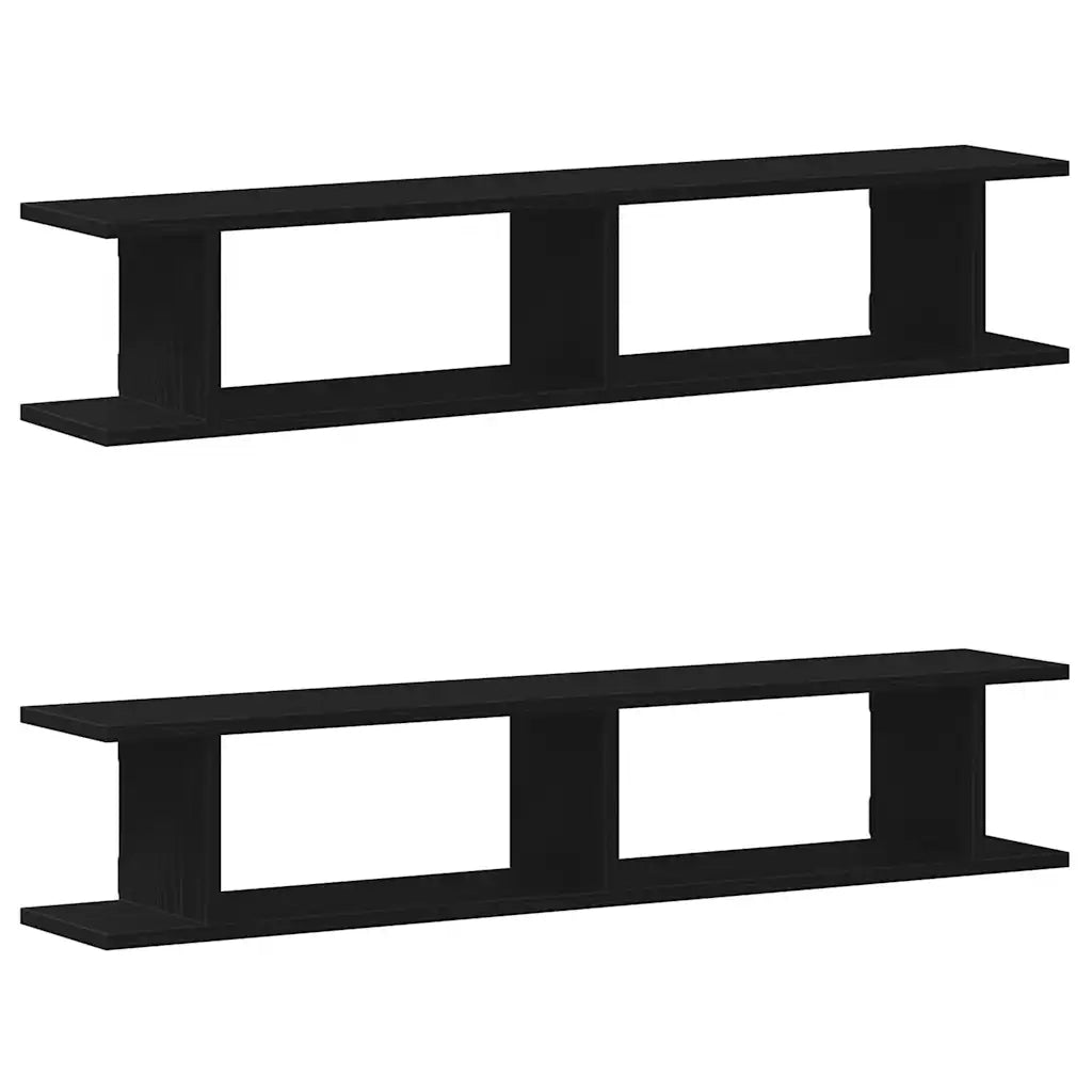 2 pz Mensole da Parete | Scaffali a Parete | Ripiano a parete Rovere Nero 105x18x20 cm in Truciolato