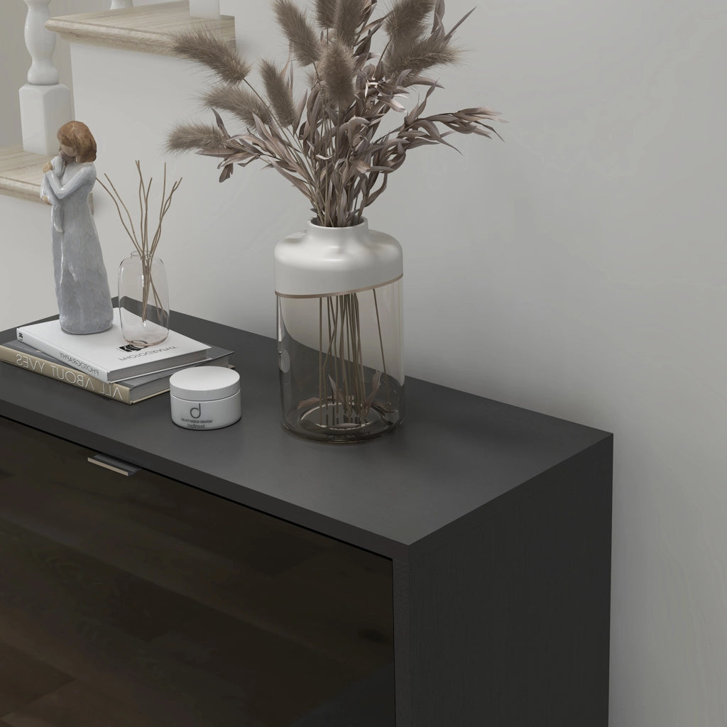 Armadio per Scarpe con 3 Cassetti ¨C Zephmum ¨C Nero 60x26x124 cm