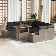 Set Divano da Giardino 9 pcs Grigio Poly Rattan 3358793