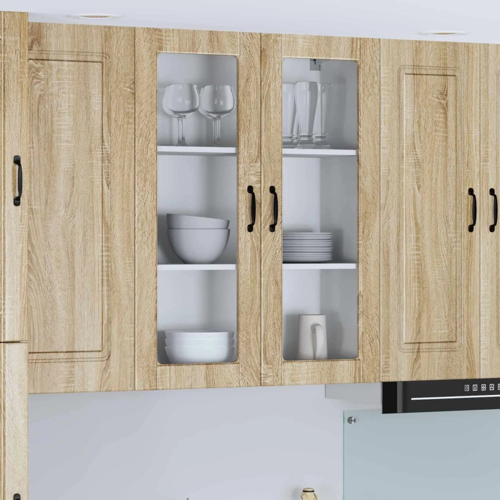 Pensile da cucina | Mobile in vetro da parete LUCCA Rovere Sonoma 80 x 31 x 100 cm