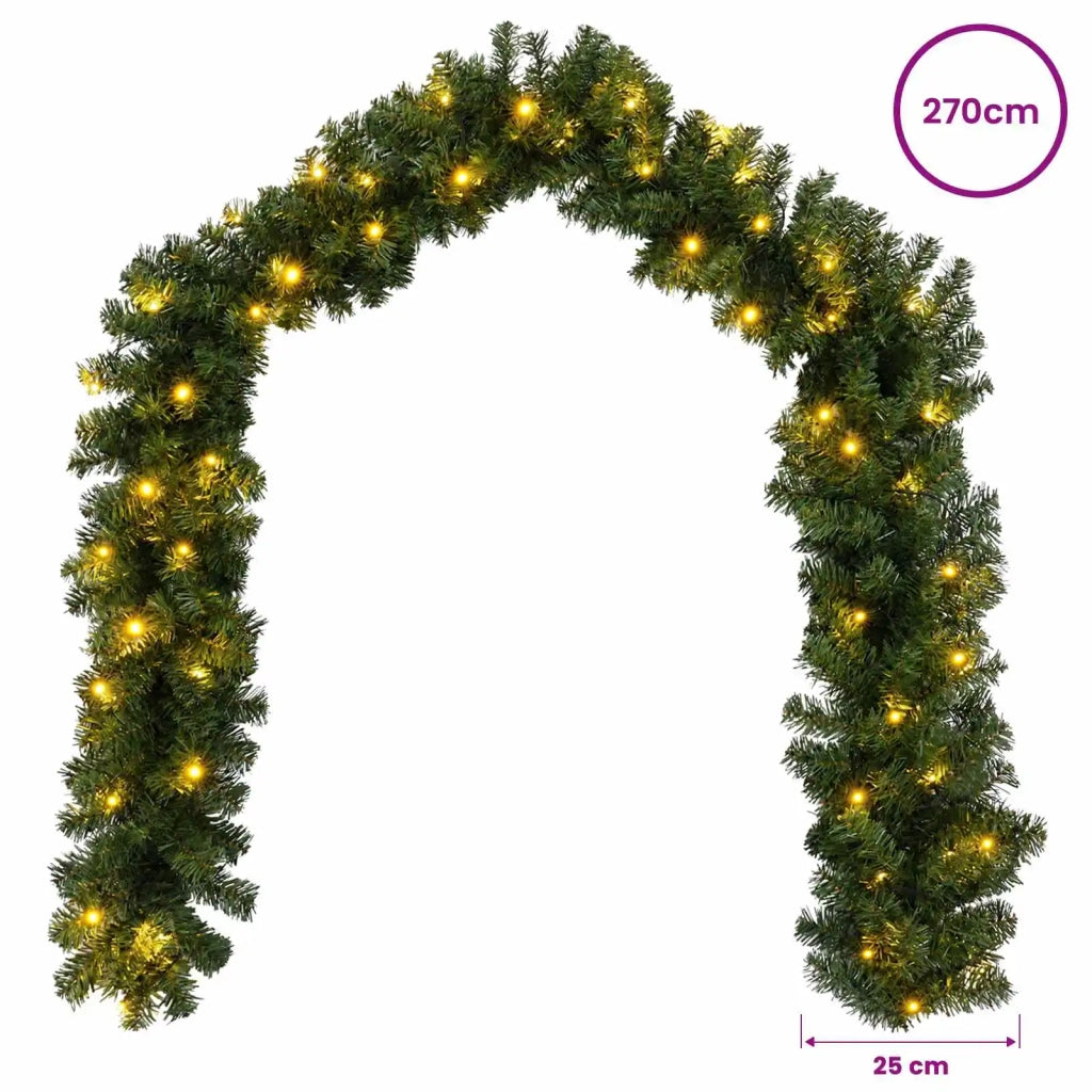 Ghirlanda di Natale Verde 270 cm PVC 50 LED 42056976