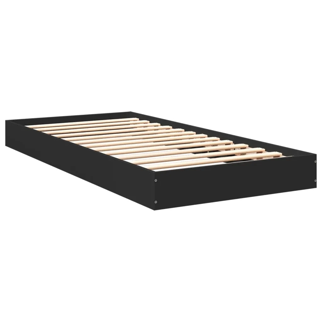 Letto singolo | Letto per adulti | Giroletto Nero 75x190 cm in Legno Multistrato