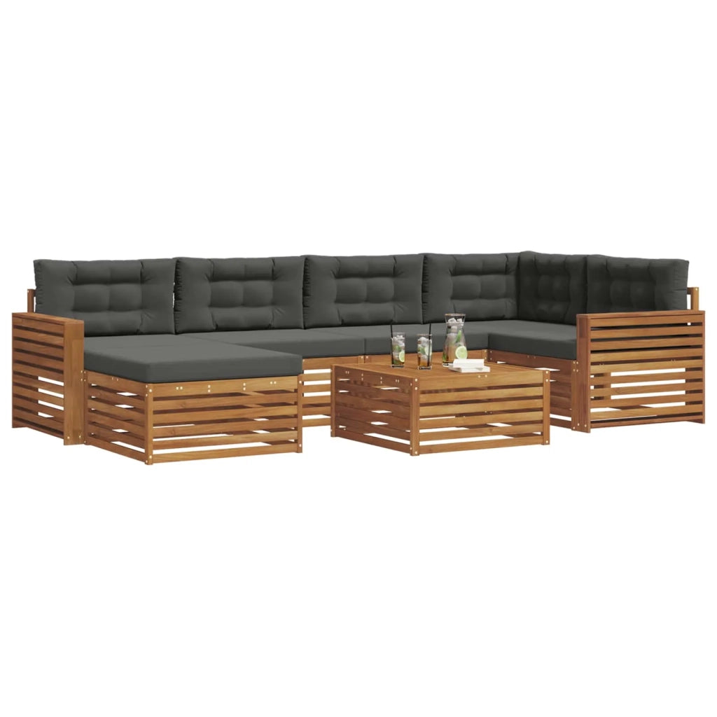 Set di divani da esterno con cuscino 7 pcs Naturale e Antracite