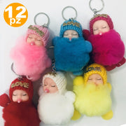 Trade Shop - Bomboniera Portachiavi Neonato Peluche Pon Pon Cuore Primo Compleanno Comunione -