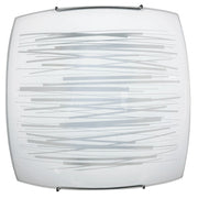 Plafoniera 1xE27 Ganci Cromo Vetro Lastra Bianco Decorato Righe Orizzontali E-Energy Manuela