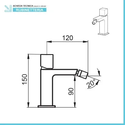 Miscelatore bidet senza leva cromato lucido  Torre