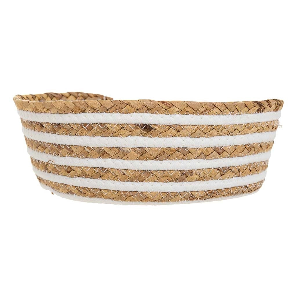 Cesto fibra naturale cotone bianco e marrone d35x14