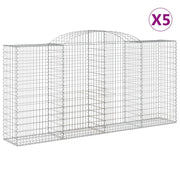 Cestini gabbioni recinzione a gabbia muro di contenimento ad arco 5 pezzi 300 x 50 x 140/160 cm ferro zincato argento 02_0040913