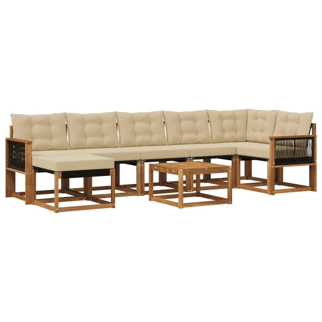 Set di divani da esterno con cuscino 8 pcs Naturale e Beige