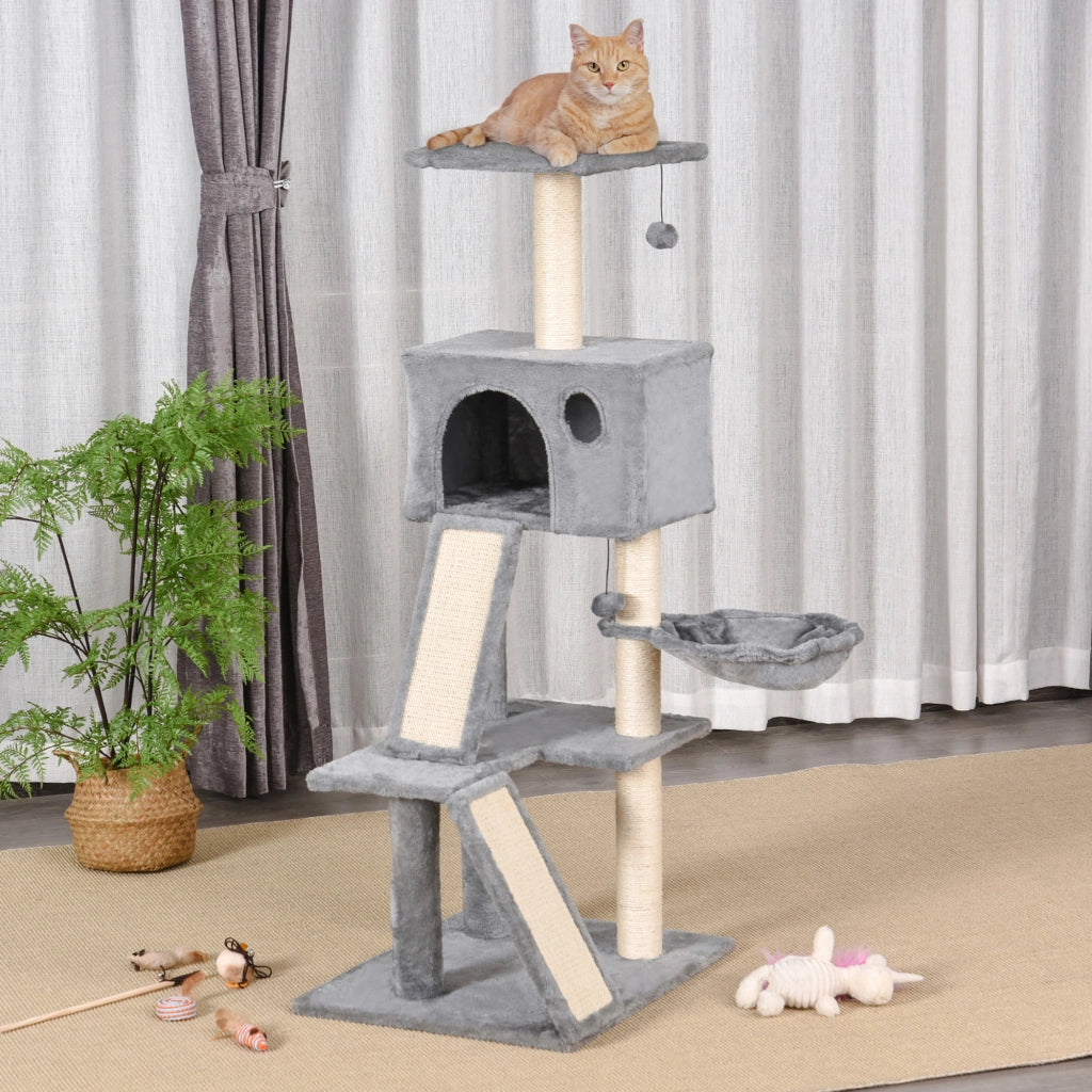 Tiragraffi con Cuccia ¨C Xylo ¨C Grigio Peluche e Sisal 60x49x130cm