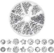 Accessori per gioielli in acciaio inossidabile - 240 pezzi - Coppe per fiori - Accessori per gioielli DIY - Varie stili - Dimensione 6-8 mm
