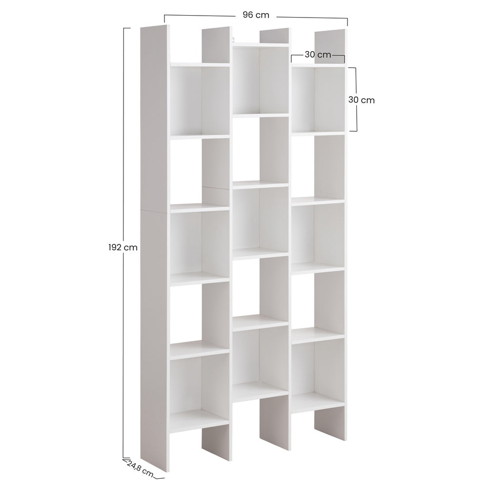 Libreria 15 Ripiani 96x24,8x192 cm in Legno MDF Bianco