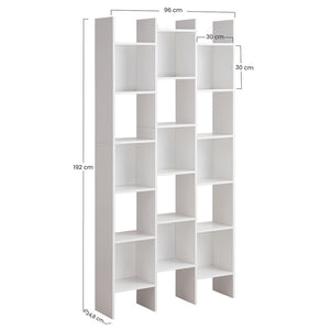 Libreria 15 Ripiani 96x24,8x192 cm in Legno MDF Bianco