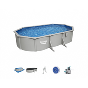 Piscina fuori terra ovale in acciaio con filtro a sabbia e skimmer, 610x360x120 cm con scaletta copertura e basamento - Bestway