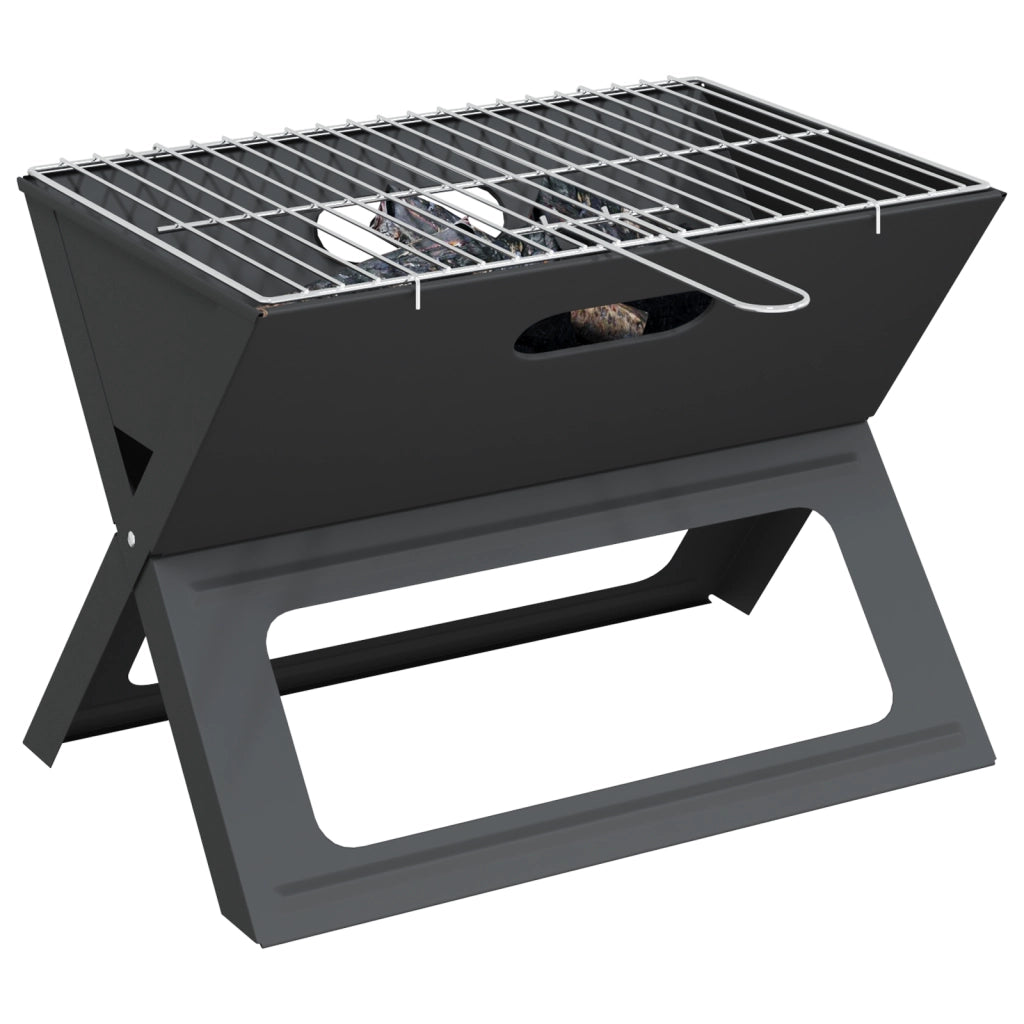 Griglia BBQ a Carbone - Pieghevole, Nera, 46x30x31 cm, Realizzata in Acciaio