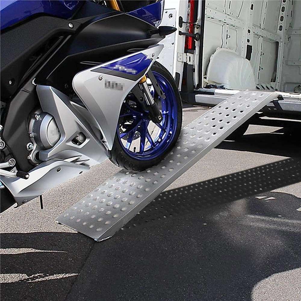 2 rampe di carico per auto, portata: 400 kg, in acciaio zincato, per moto, ATV, rimorchi, auto, argento, 160 cm