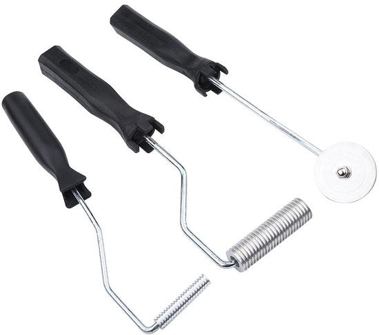 Set di Lamineerroller in Lega Leggera di Alluminio - 3 Pezzi - Per FRP - Lunghezza Totale 31 cm - Diametro dei Rulli 50mm/75mm - Peso 32 g - Strumento per Laminazione