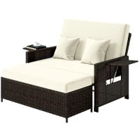 Divanetto da Giardino Componibile con Panca, Mobili da Giardino in Rattan Marrone, Set 2 Pezzi Salvaspazio