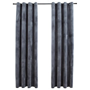 Tende Oscuranti | Tende Blackout con Anelli 2 pz Antracite in Velluto 140x225 cm