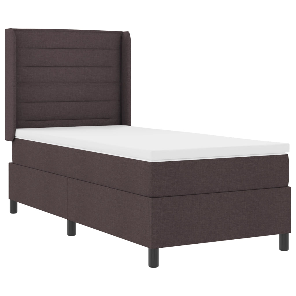 Letto Box Spring con Materasso e LED Marrone Scuro 100x200 cm Tessuto