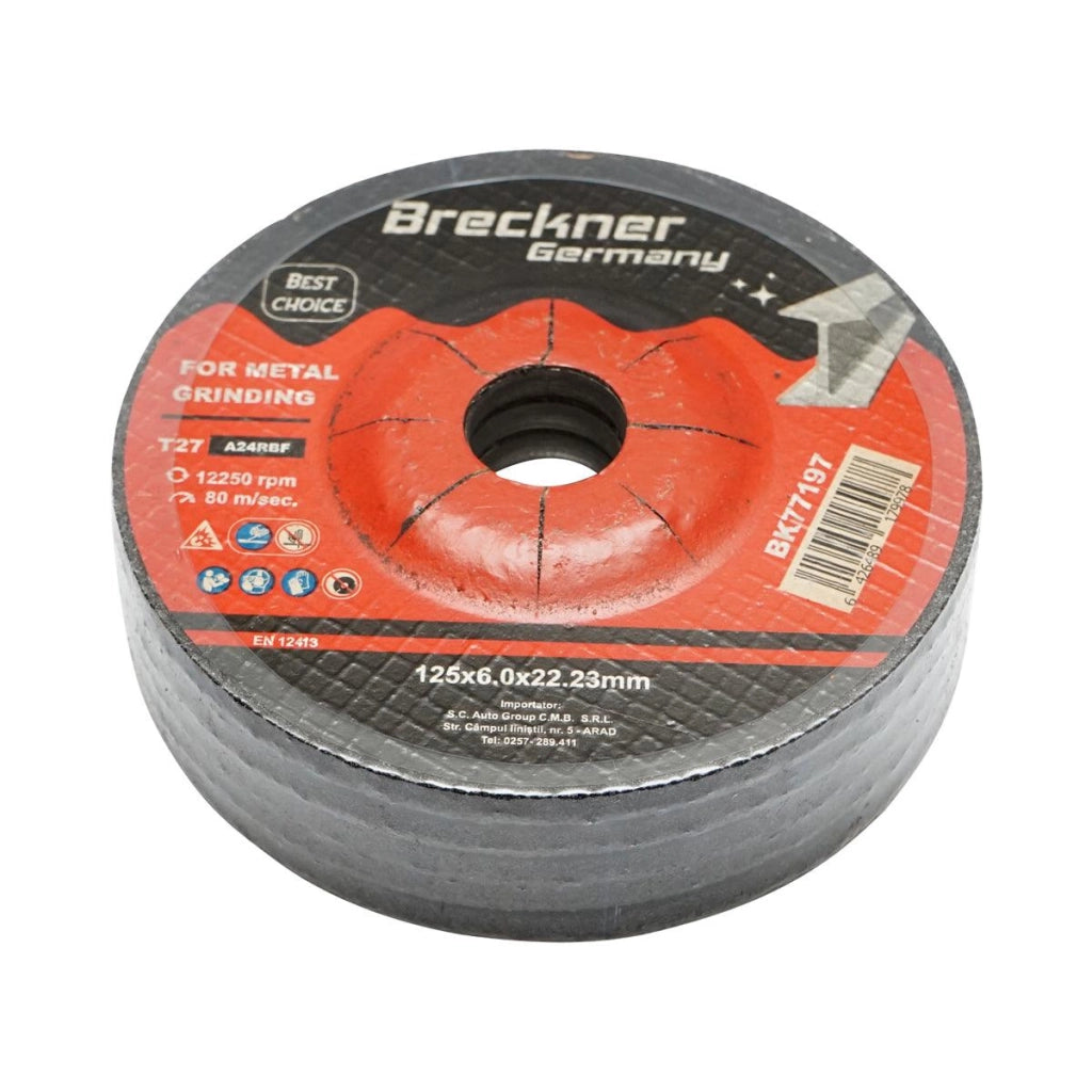 5 Dischi Smerigliatrice T27 125x6.0x22mm Metallo per Smerigliatrice Angolare Disco per sgrossatura Metallo Disco Flessibili Mola da Sbavo Breckner Germany