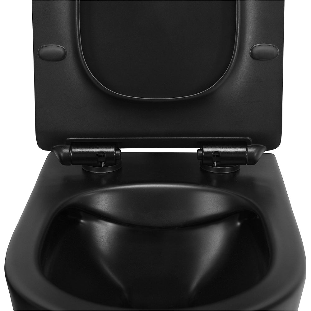 Sanitari sospesi rimless in ceramica nero opaca con copriwc Tokyo