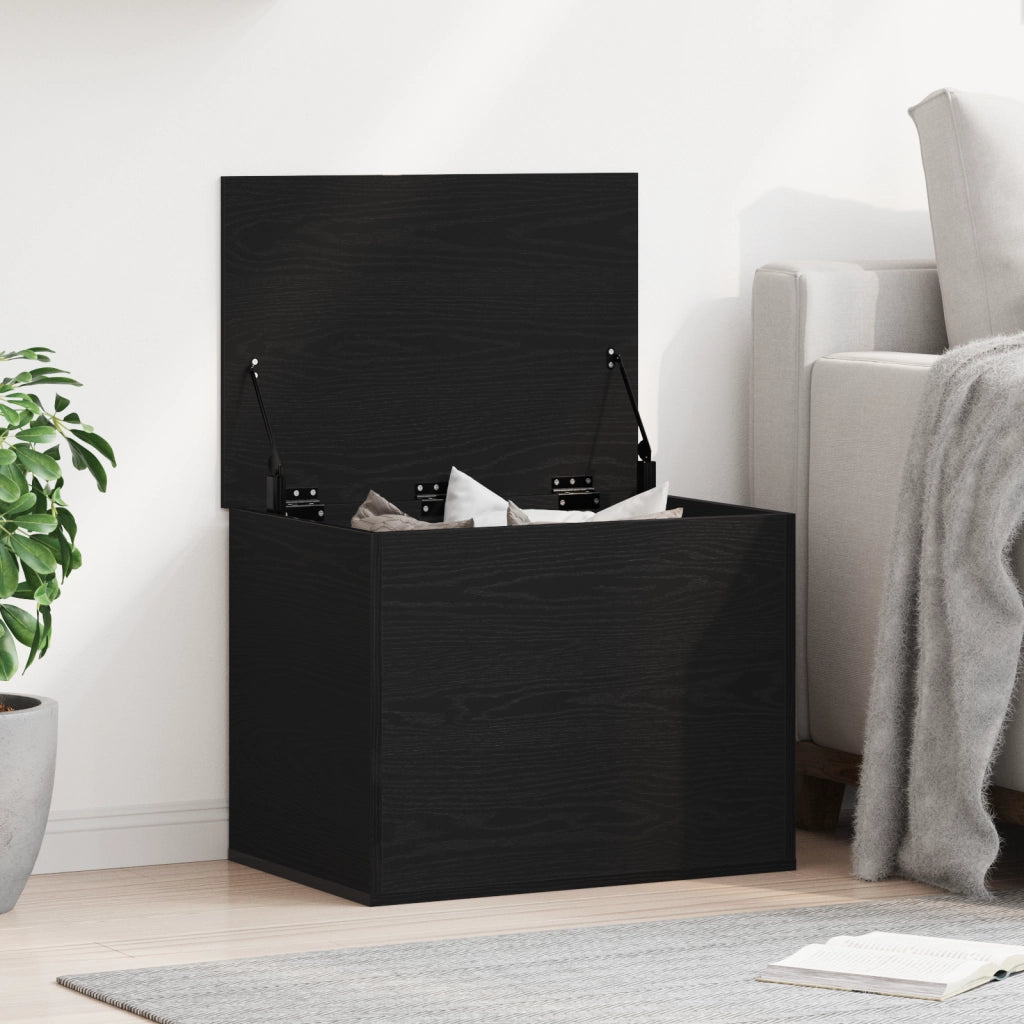 Scatola di Stoccaggio  con Coperchio Nero Rovere 60x42x46 cm Legno Ingegnerizzato