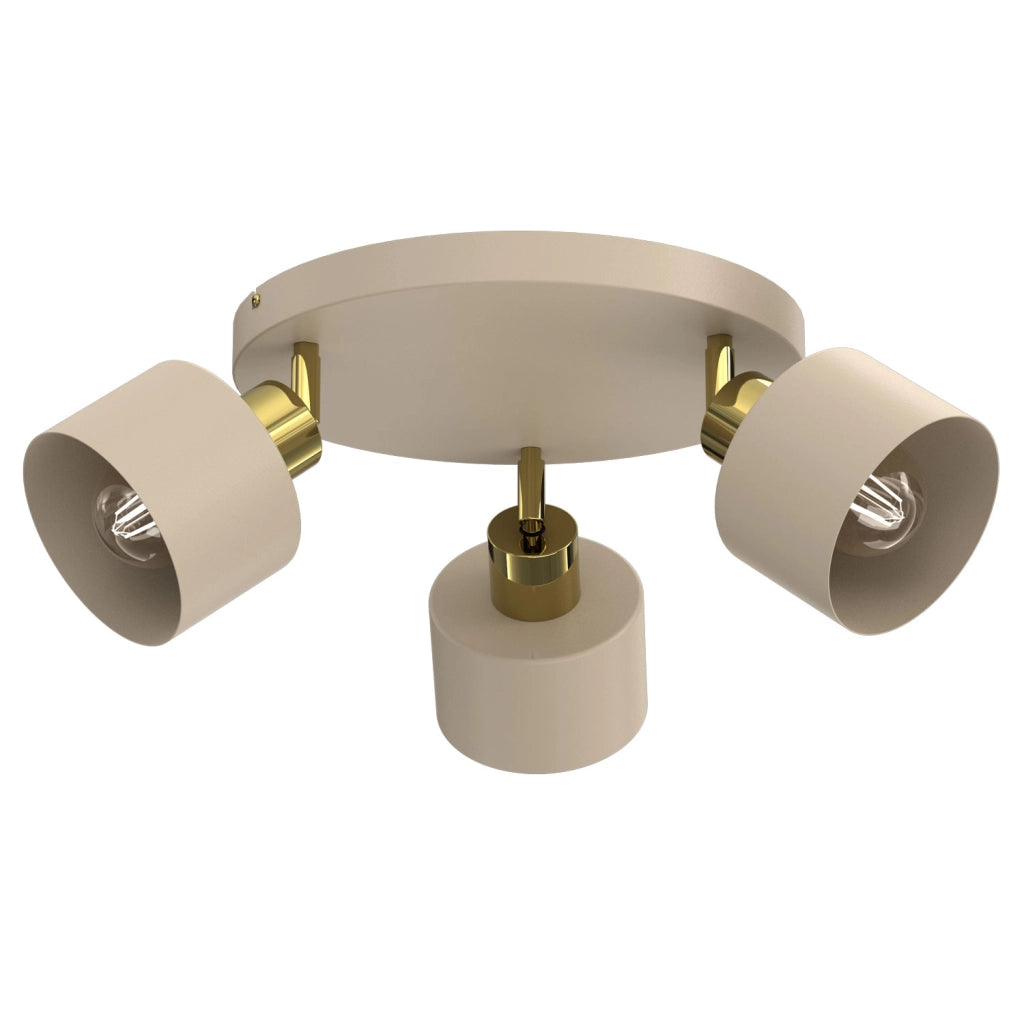 Plafoniera Parkla 3xE27 beige oro acciaio