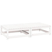 Poggiapiedi da Giardino con Cuscini 2 pz Bianchi in Legno Pino 805741