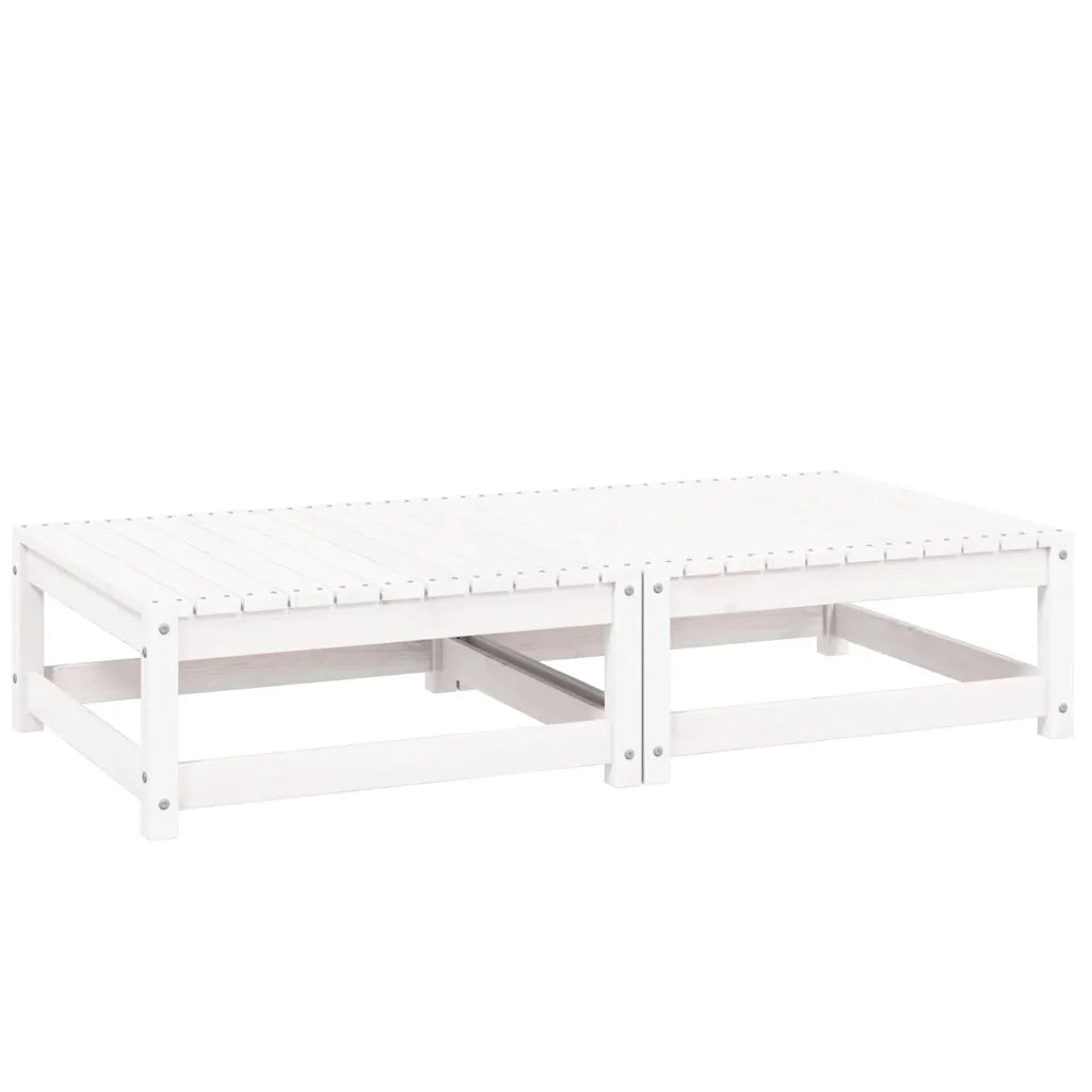 Poggiapiedi da Giardino con Cuscini 2 pz Bianchi in Legno Pino 805741