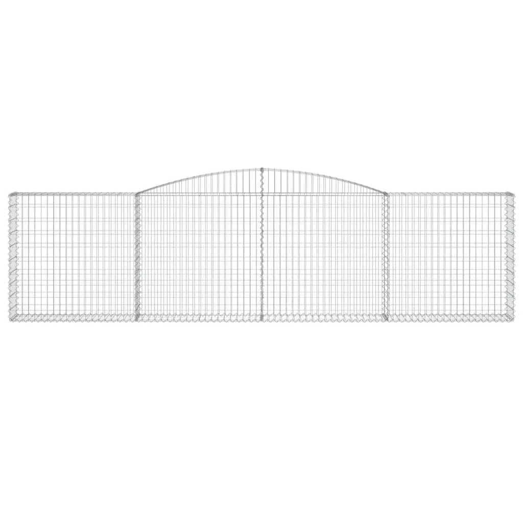 Cestini gabbioni recinzione a gabbia muro di contenimento ad arco 6 pezzi 400 x 30 x 100/120 cm ferro zincato argento 02_0041032