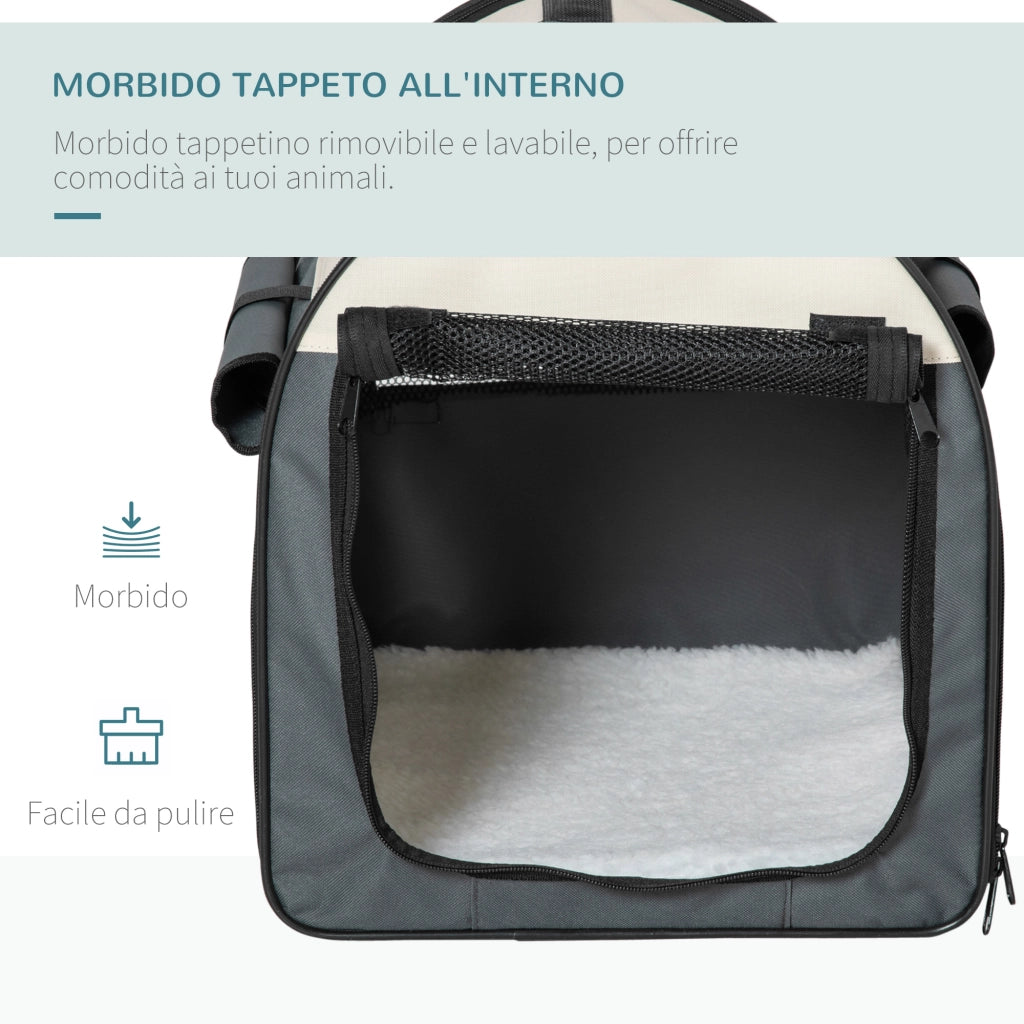 EasyComfort Trasportino per Animali Domestici Pieghevole in Oxford con Cuscino Rimovibile Lavabile e Borsa per Trasporto, 46x36x41cm, Grigio scuro