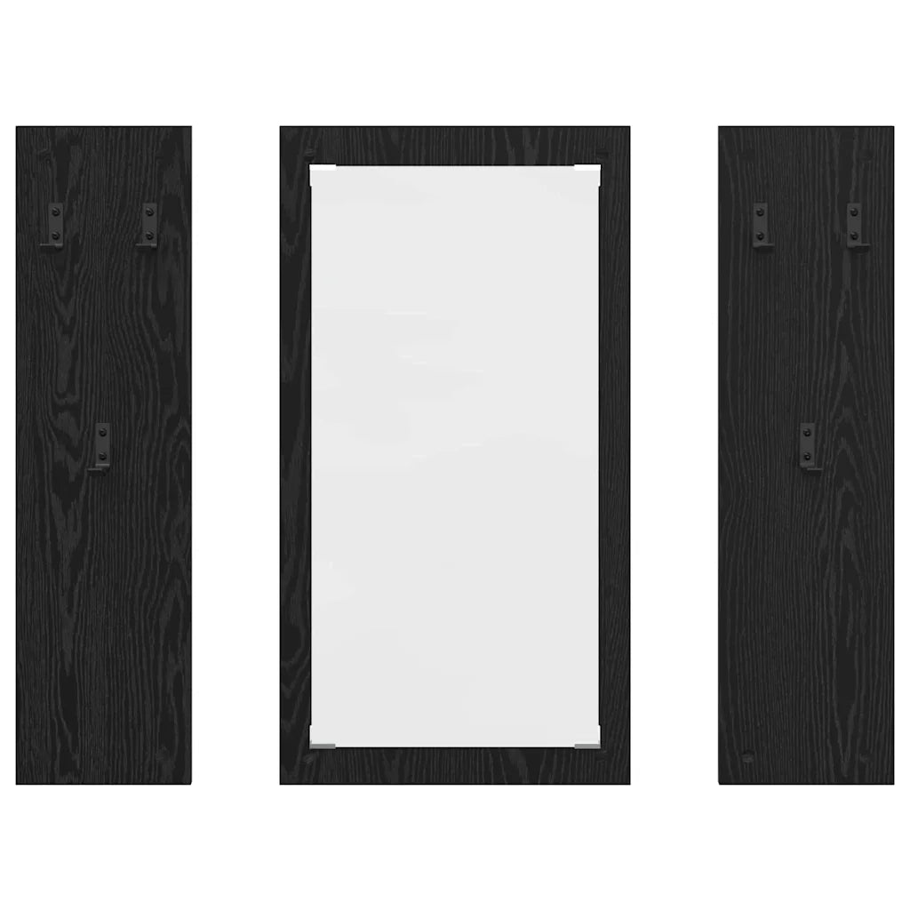 Appendiabiti a muro con specchio Rovere Nero 96 x 1,5 x 90 cm CFW7176409