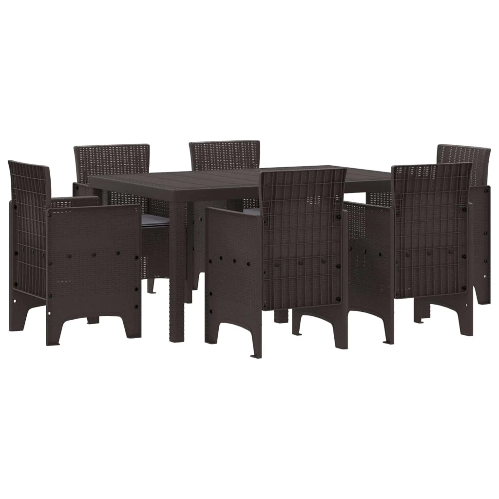 Set da Pranzo per Giardino 7 pcs Marrone Rattan Polt 3378560