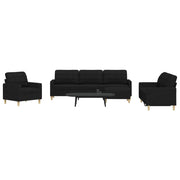 vidaXL Set di Divani 4 pz con Poggiapiedi Nero in Tessuto