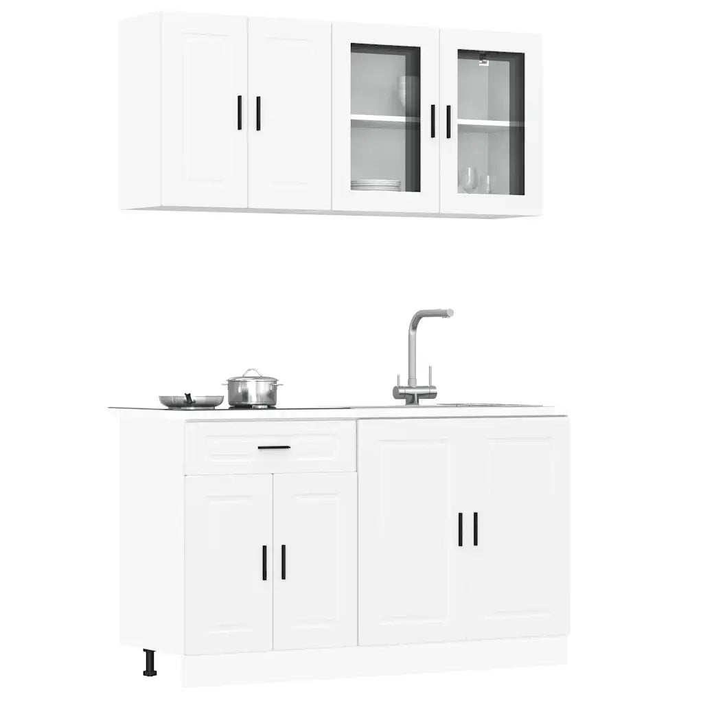 Set Mobili da Cucina 4 pz Kalmar Bianchi Legno Multistrato