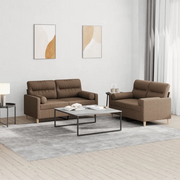 Set di Divani 2 pz con Cuscini Marrone in Tessuto 3201587