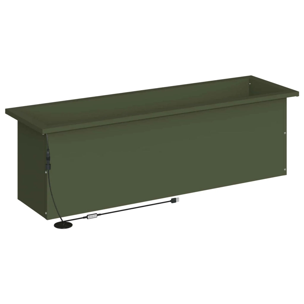 Fioriera da giardino con LED Verde Oliva 30 x 100 x 30 cm 8008118