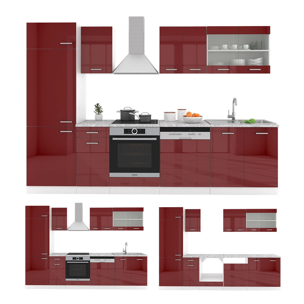 Vicco Cucina componibile Rosso lucido/bianco 300 cm , PL Antracite
