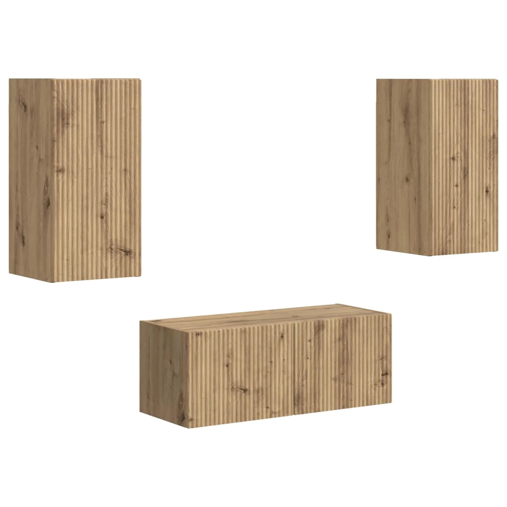 Set mobile TV 2 pcs Rovere artigianale Legno multistrato 3408969