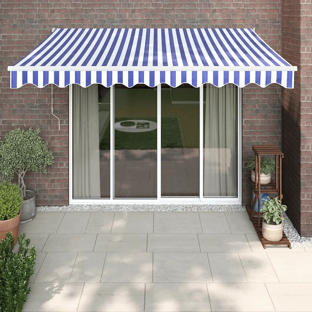 Tenda retrattile Blu e Bianco con Struttura Bianca 3 x 2,5 m 3154471
