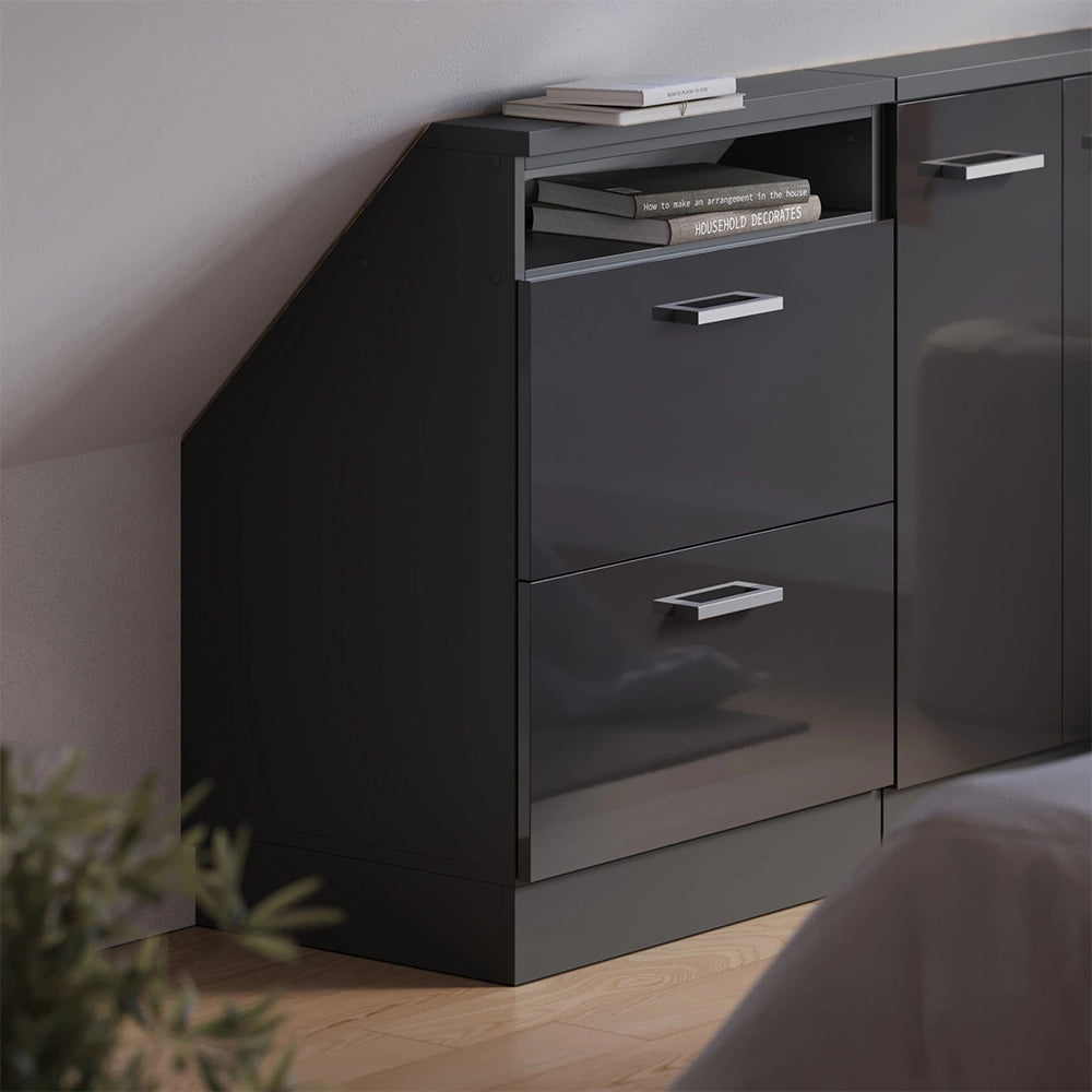 Mobile sottotetto Rion Antracite lucido/Antracite con 2 cassetti Vicco