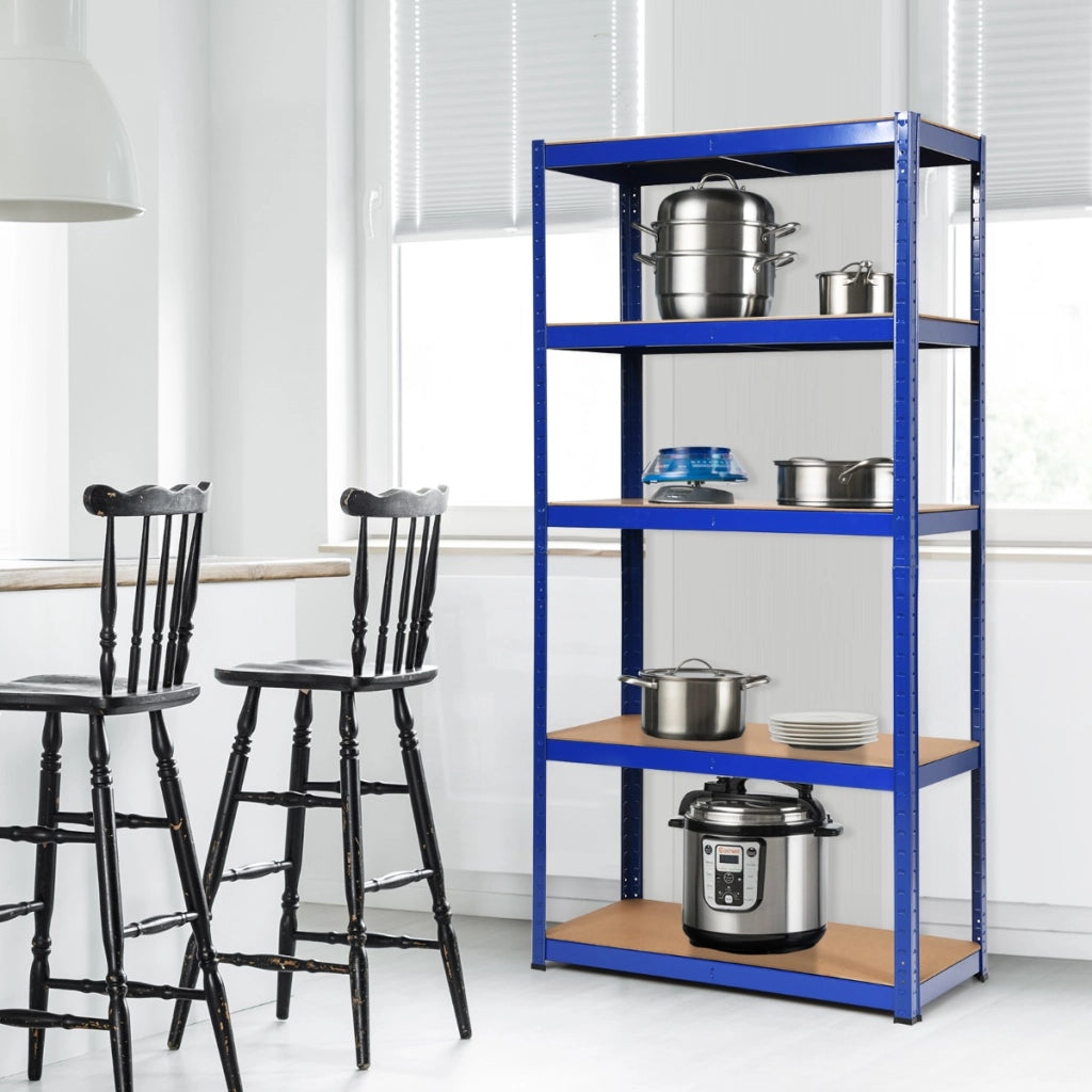 Scaffale con 5 livelli salva spazio-Organizer con struttura in acciaio resistente portata 875kg 40x90x180cm Blu