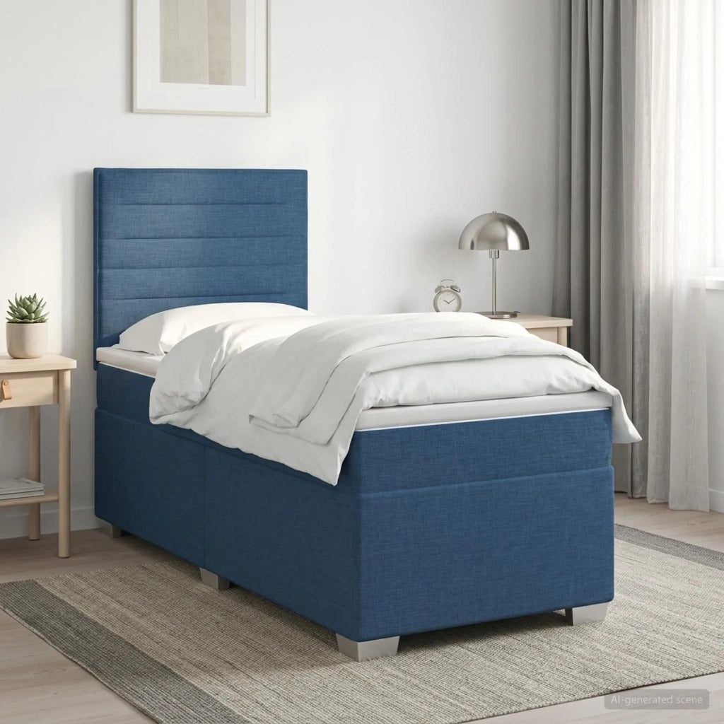Letto box spring con materasso Blu 90 x 190 cm Tessuto 3453296